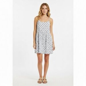 Loft Blue and White Floral Strappy Knee Length Dress Size Small